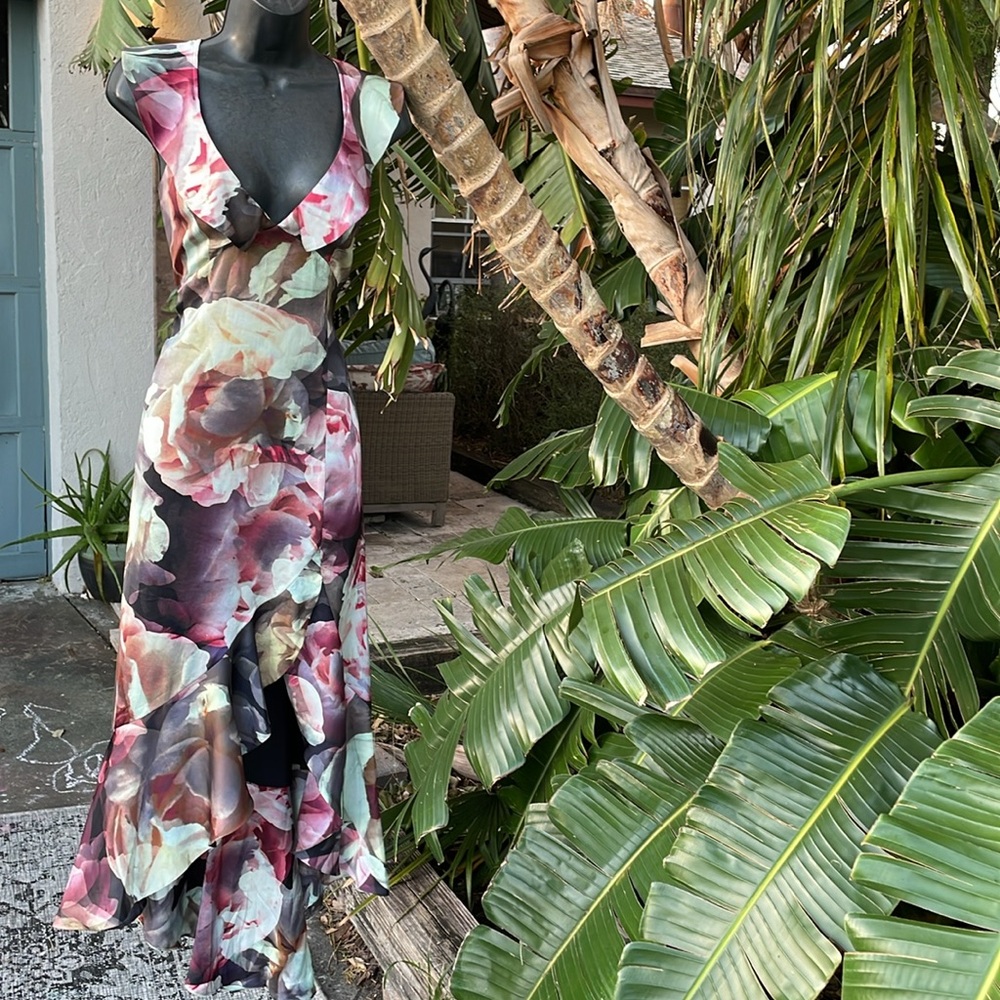 ruffles dark floral dress